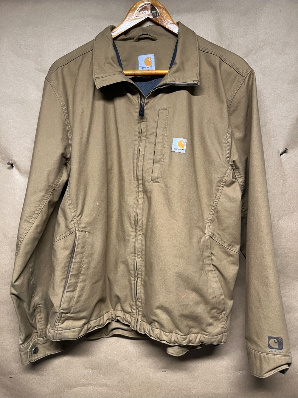 Carhartt Brown Canvas Bomber Jacket with Logo Patch